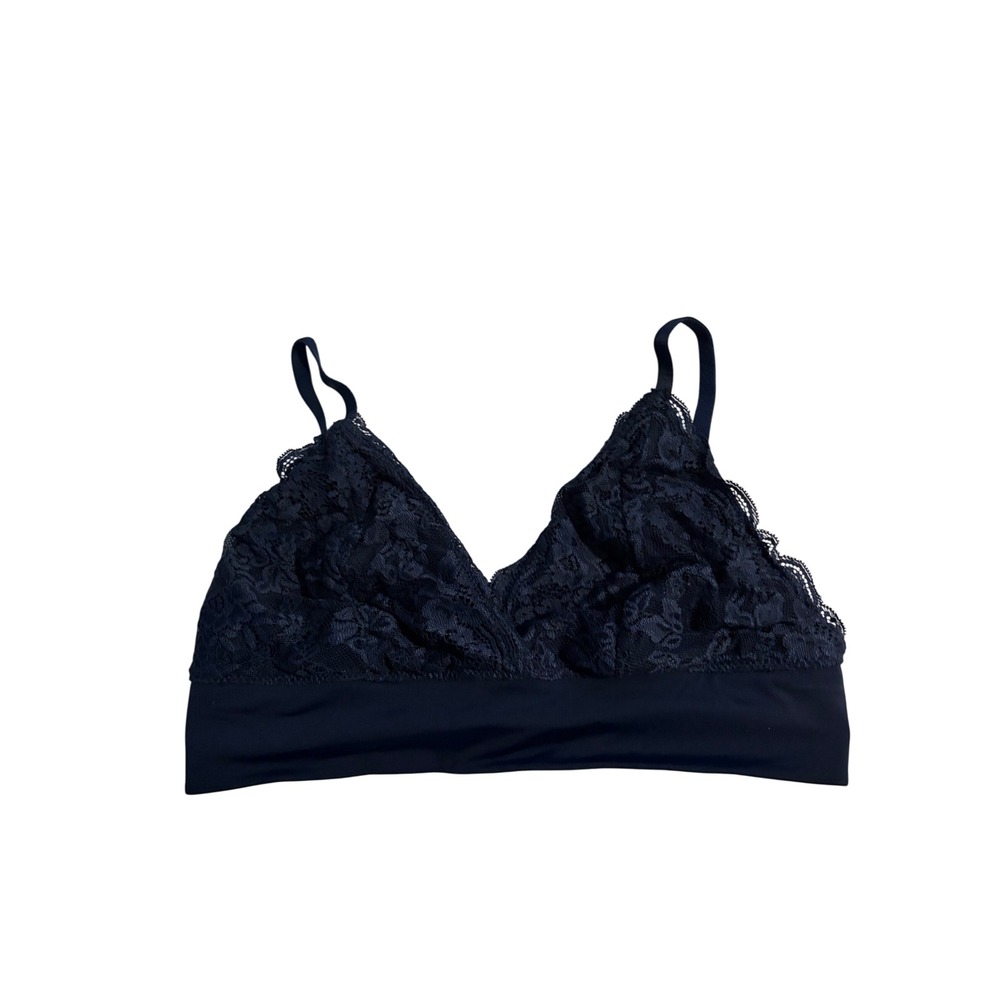 Joyspun Bralette Lace V-Neck Navy Blue Adjustable Straps Size L